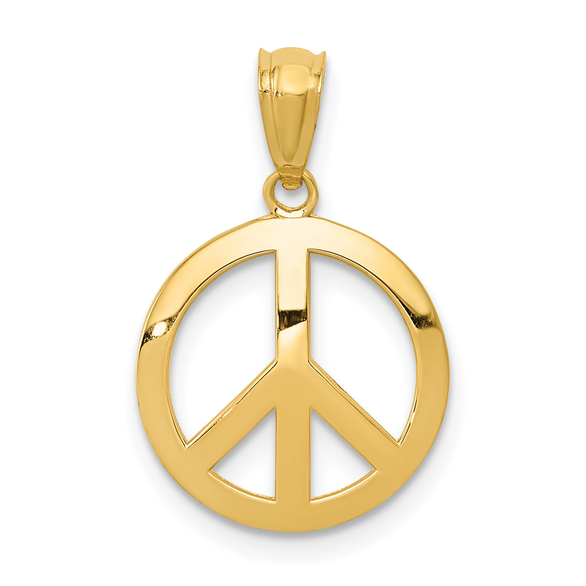 14k Polished Peace Sign Circle Pendant-YC815