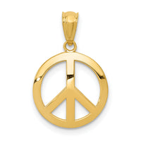 14k Polished Peace Sign Circle Pendant-YC815