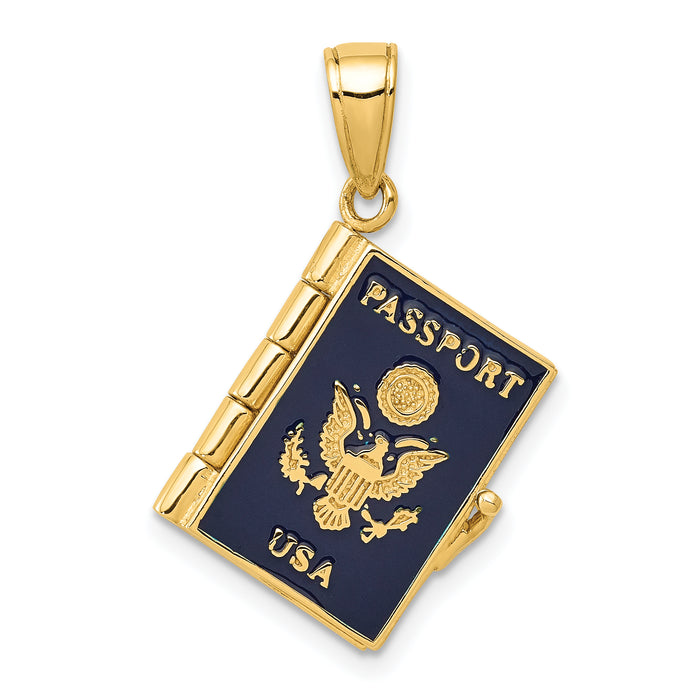 14K Enamel 3-D Passport Opens Pendant-YC819