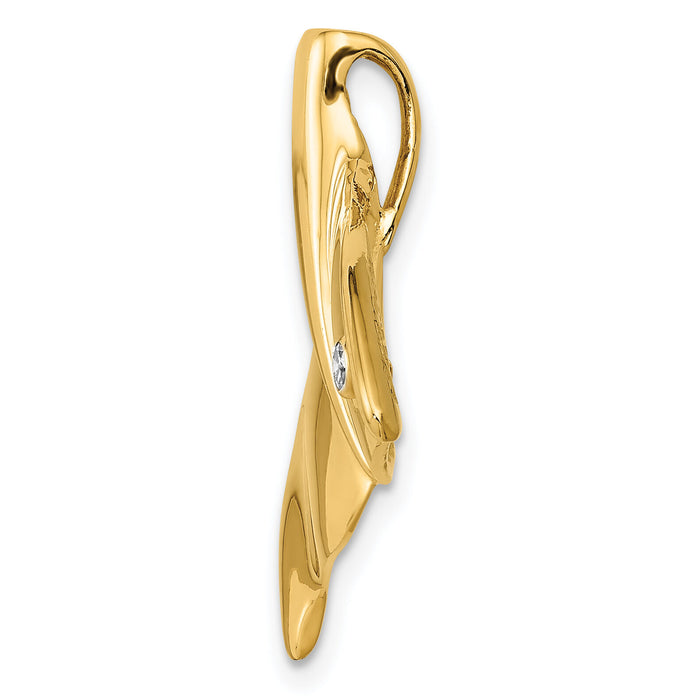 14K Diamond Whale Tail Slide-YC853