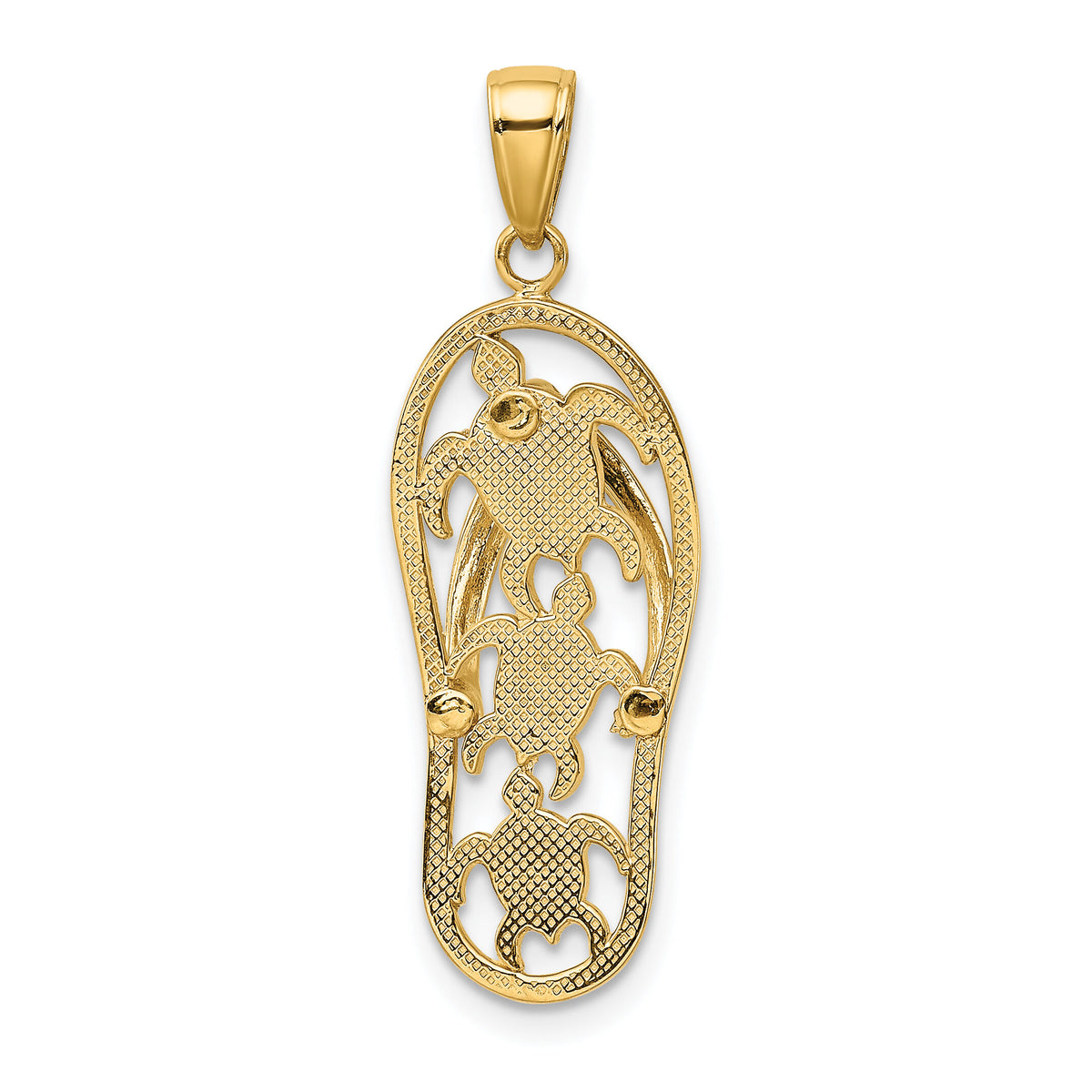 14K Enamel Cut-out Flip Flop w/ Sea Turtles Pendant-YC869