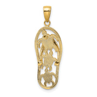 14K Enamel Cut-out Flip Flop w/ Sea Turtles Pendant-YC869