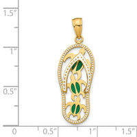 14K Enamel Cut-out Flip Flop w/ Sea Turtles Pendant-YC869