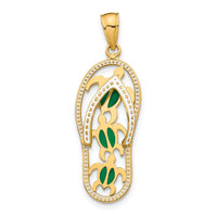 14K Enamel Cut-out Flip Flop w/ Sea Turtles Pendant-YC869