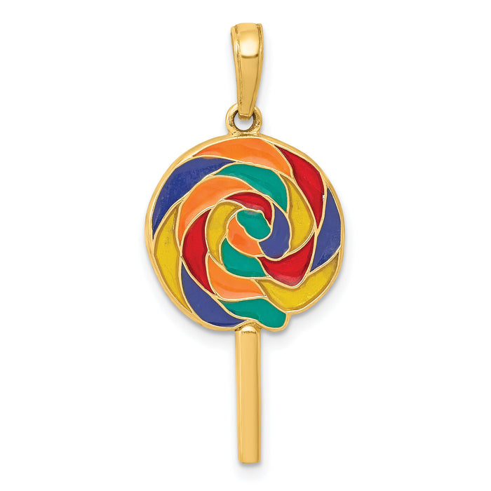14k 3D Enameled Lollipop Pendant-YC879
