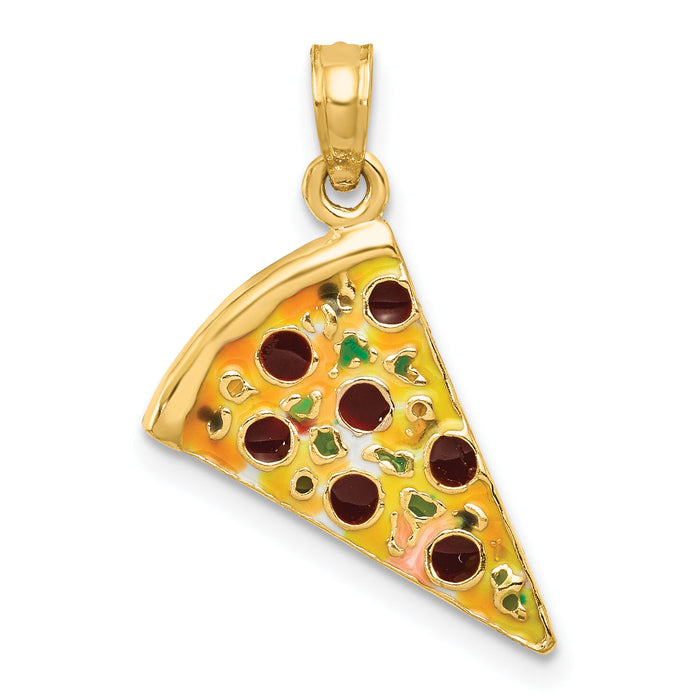 14k Enameled Pizza Slice Pendant-YC880