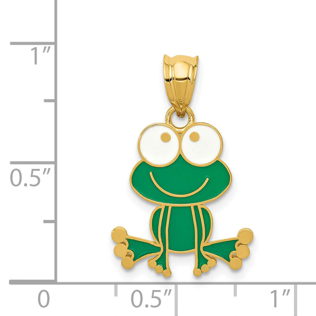 14k Green and White Enameled Frog-YC913