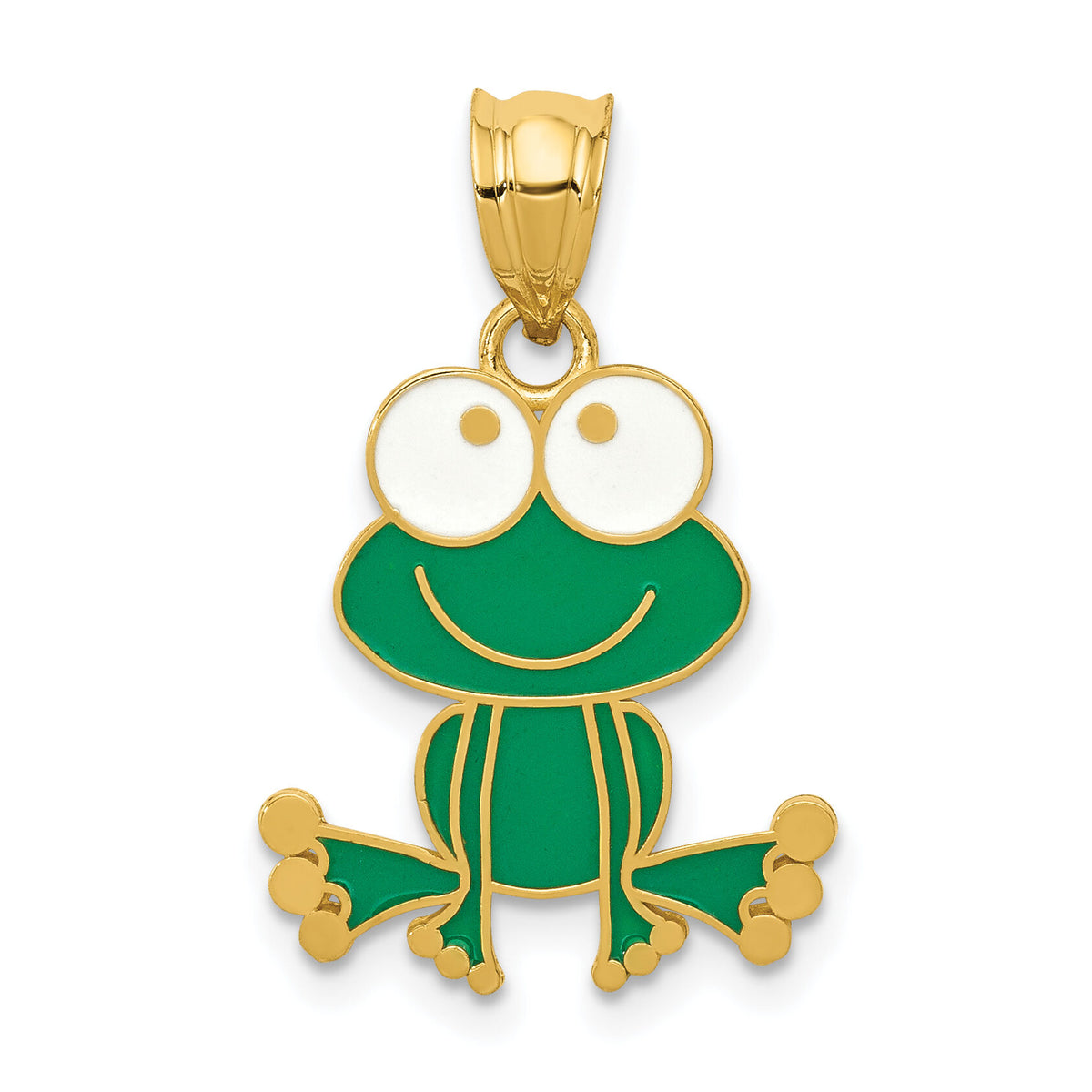14k Green and White Enameled Frog-YC913