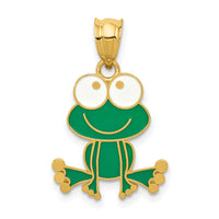 14k Green and White Enameled Frog-YC913