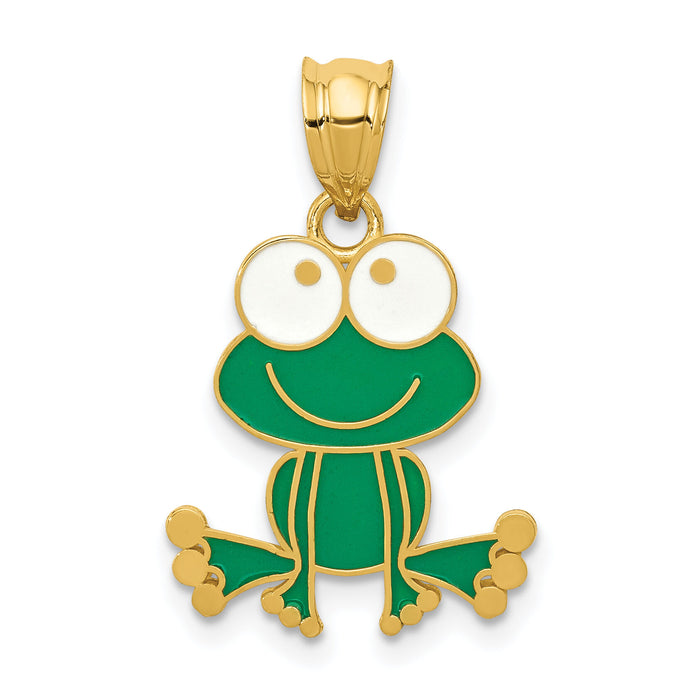 14k Green and White Enameled Frog-YC913