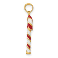 14k 3D Enameled Candy Cane Charm-YC930