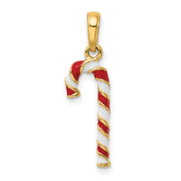 14k 3D Enameled Candy Cane Charm-YC930