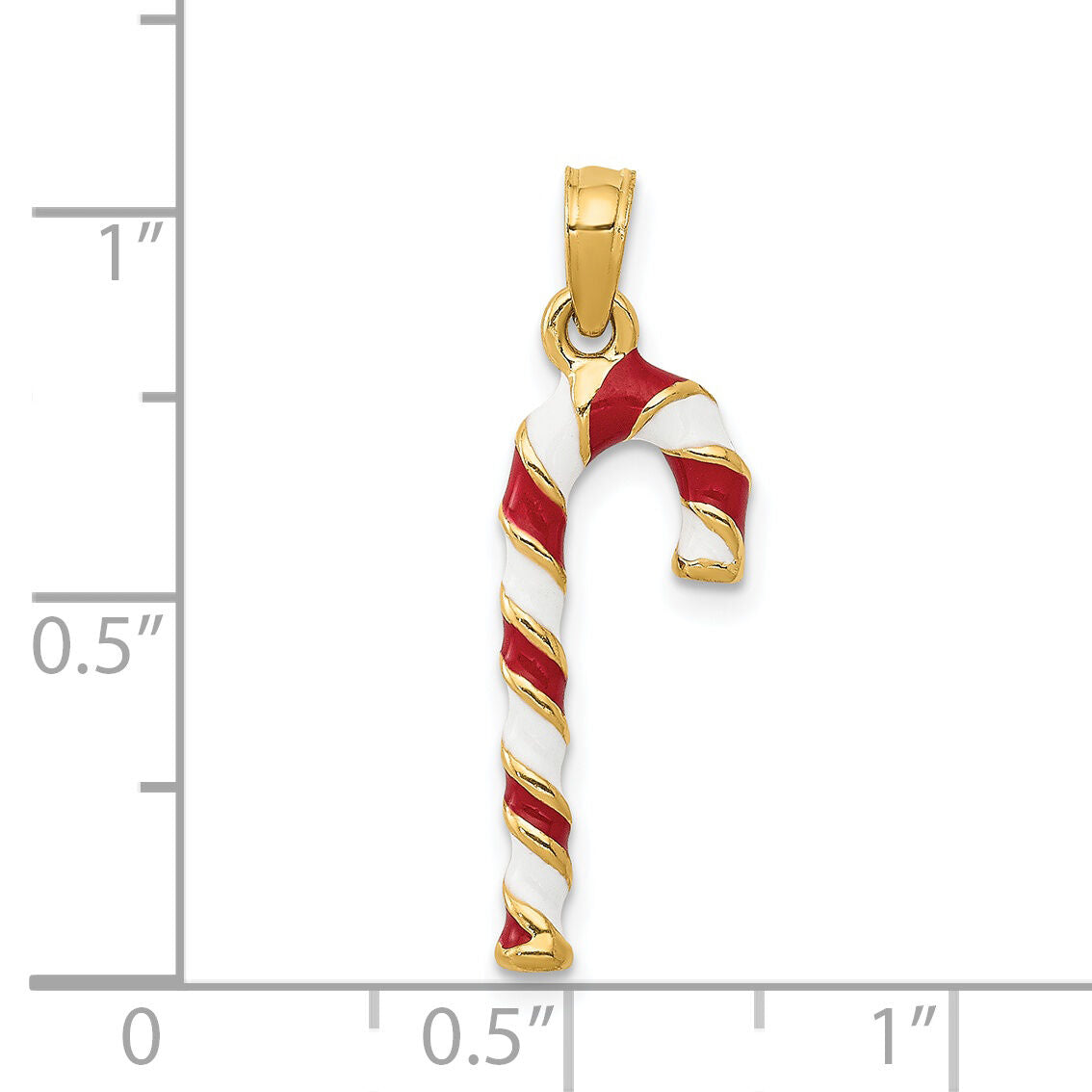 14k 3D Enameled Candy Cane Charm-YC930