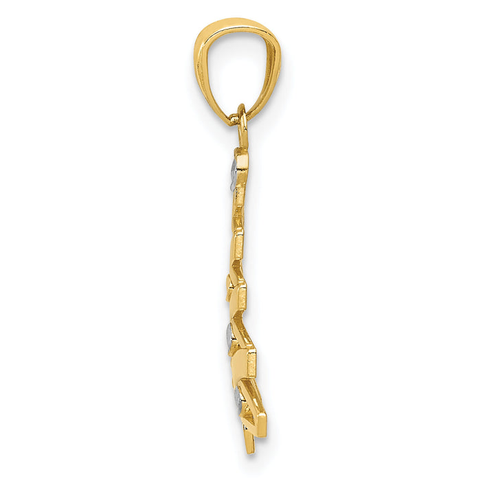 14k w/Rhodium Christmas Tree Pendant-YC933