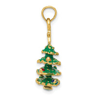 14k 3D Enameled Christmas Tree Pendant-YC935