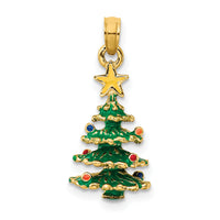 14k 3D Enameled Christmas Tree Pendant-YC935