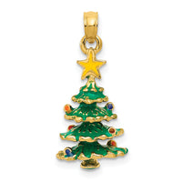 14k 3D Enameled Christmas Tree Pendant-YC935
