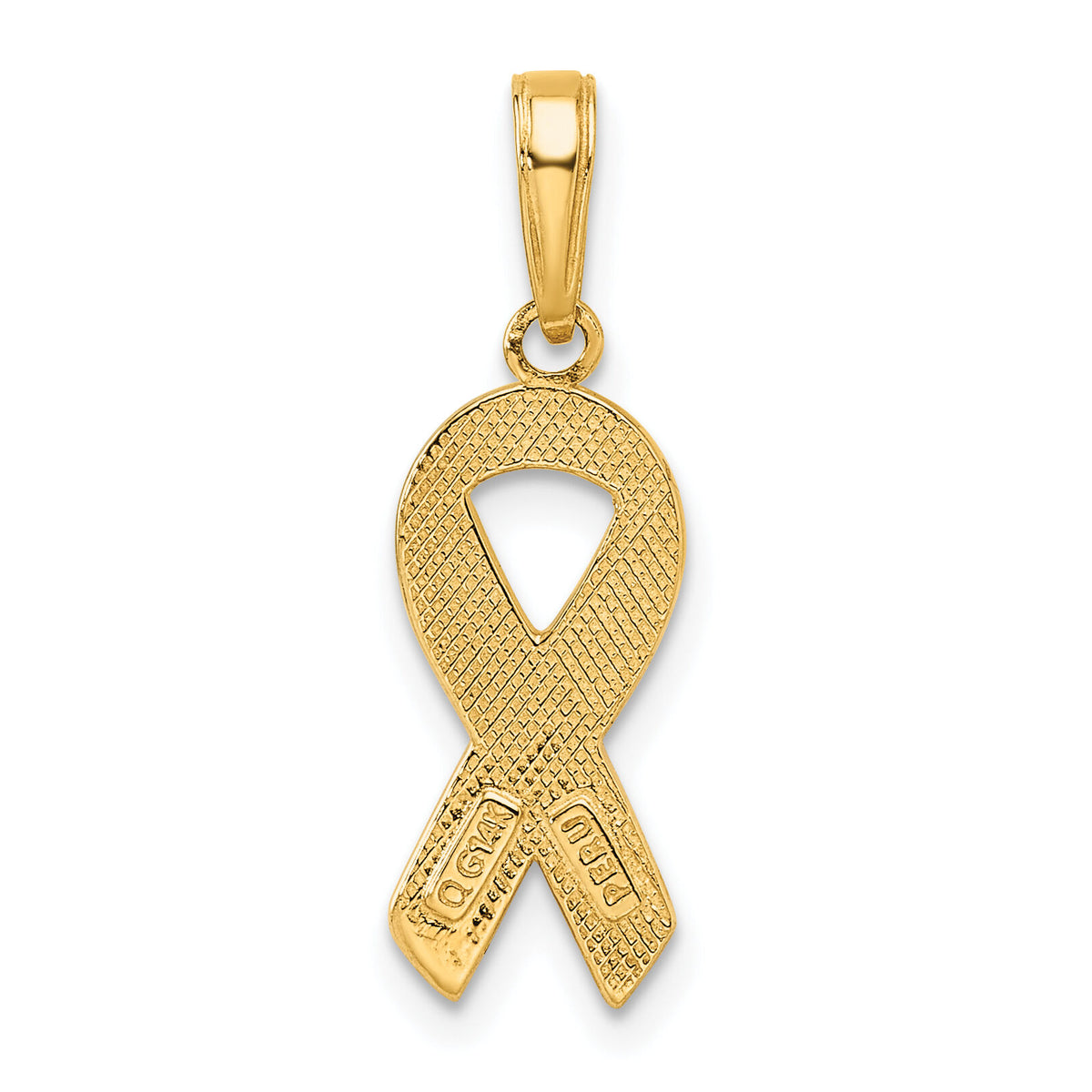 14k Pink Enameled Awareness Ribbon Pendant-YC948
