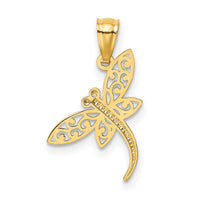 14k Satin Diamond-cut Dragonfly Pendant-YC951