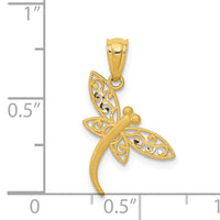 14k Satin Diamond-cut Dragonfly Pendant-YC951