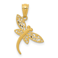 14k Satin Diamond-cut Dragonfly Pendant-YC951
