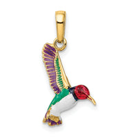 14k Enameled 3D Hummingbird Pendant-YC958