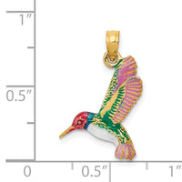 14k Enameled 3D Hummingbird Pendant-YC958