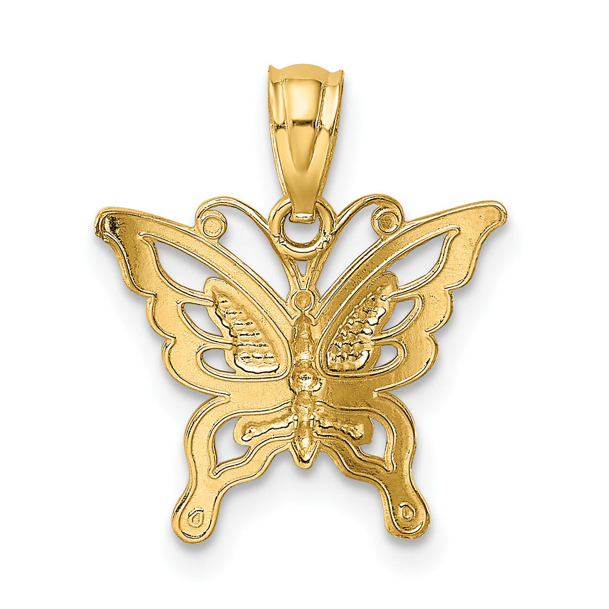 14k Diamond-cut Butterfly Pendant-YC966