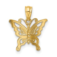 14k Diamond-cut Butterfly Pendant-YC966