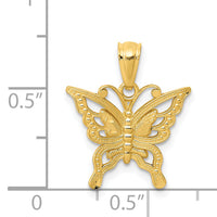 14k Diamond-cut Butterfly Pendant-YC966