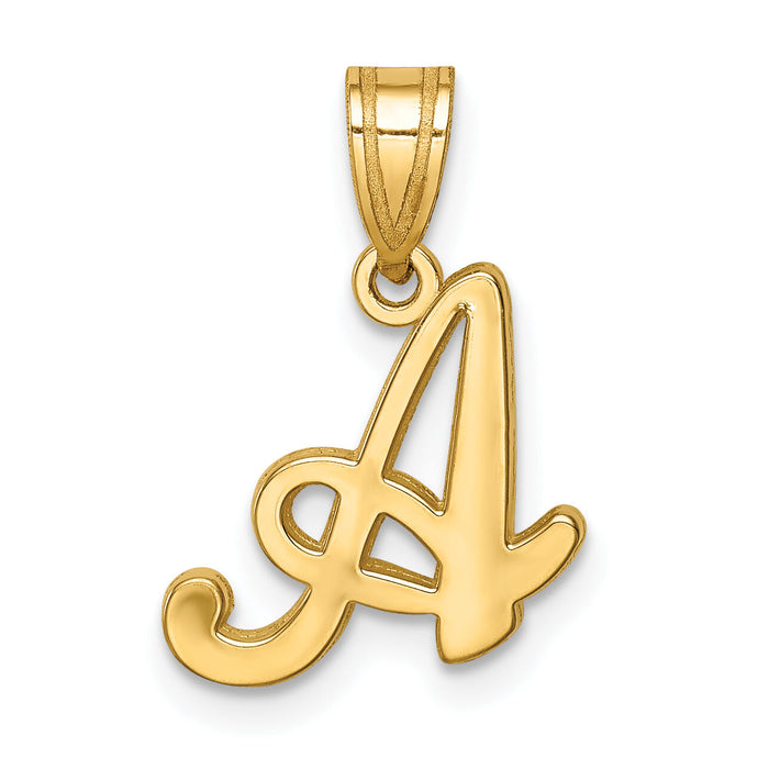 14KY Script Letter A Initial Pendant-YC993A