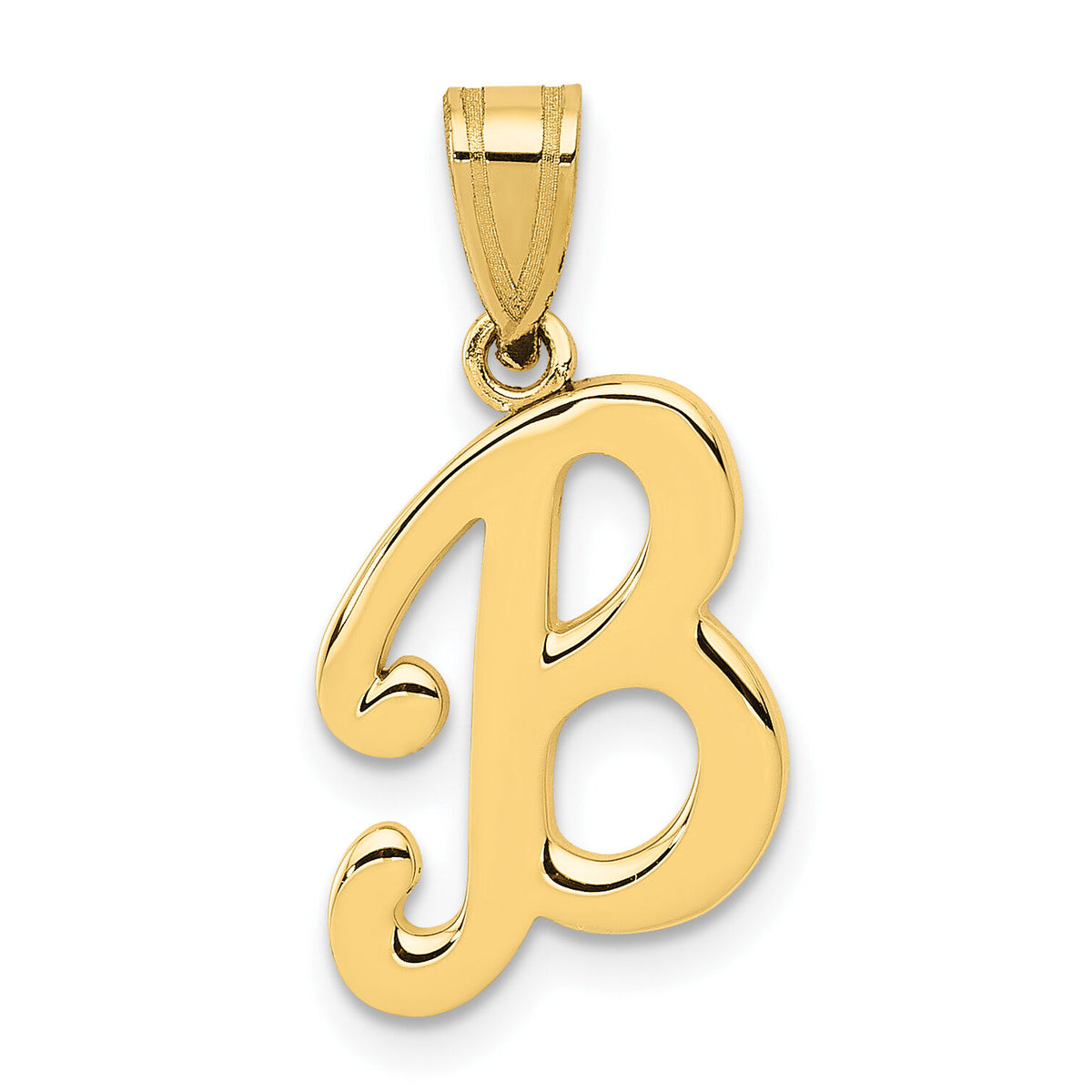 14KY Script Letter B Initial Pendant-YC993B