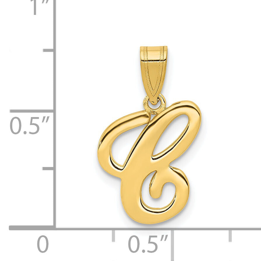 14KY Script Letter C Initial Pendant-YC993C