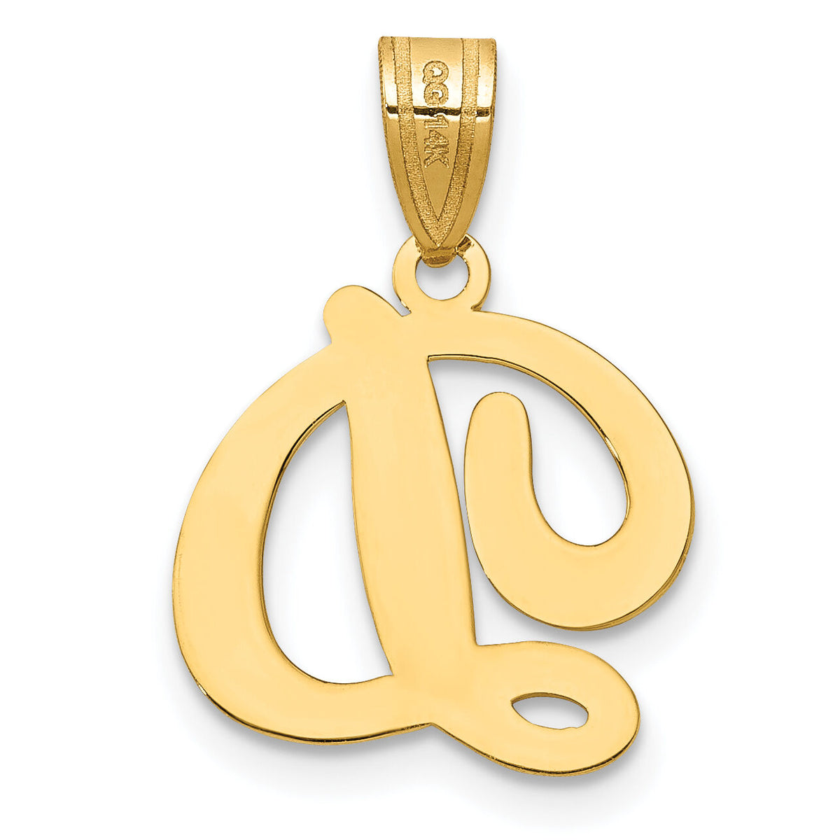 14KY Script Letter D Initial Pendant-YC993D