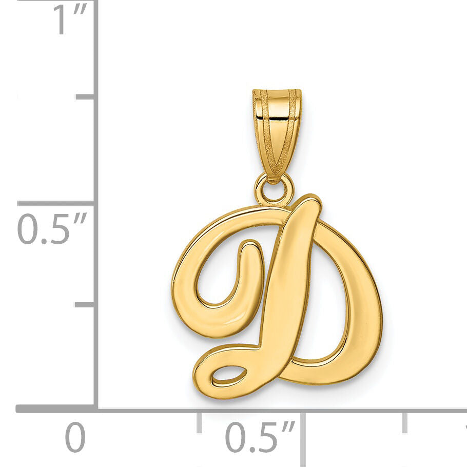 14KY Script Letter D Initial Pendant-YC993D
