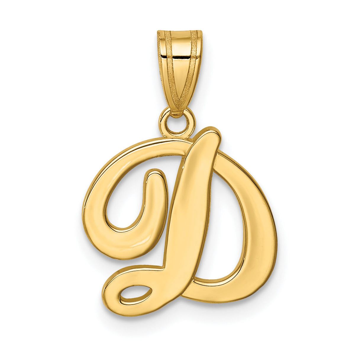 14KY Script Letter D Initial Pendant-YC993D