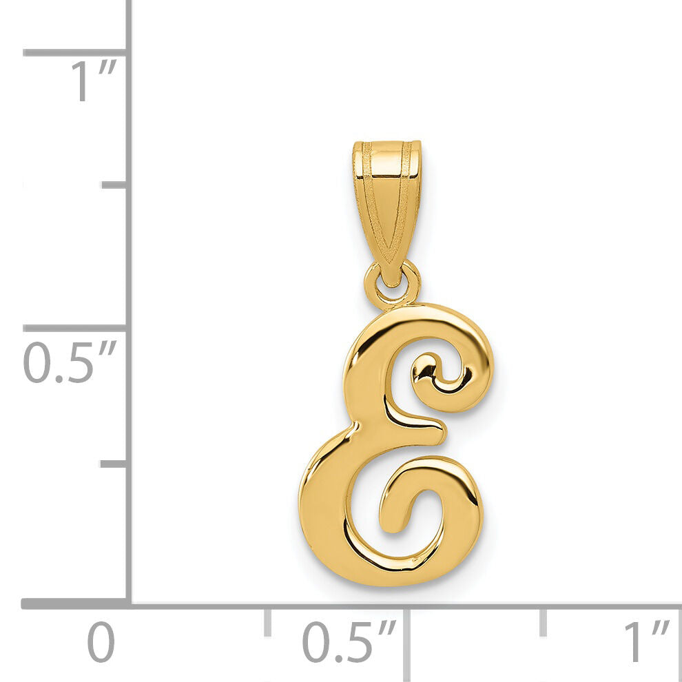 14KY Script Letter E Initial Pendant-YC993E