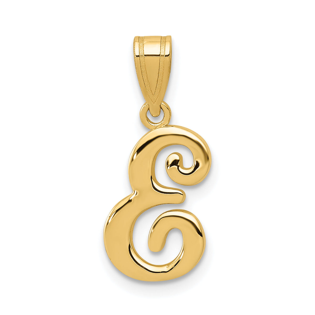 14KY Script Letter E Initial Pendant-YC993E