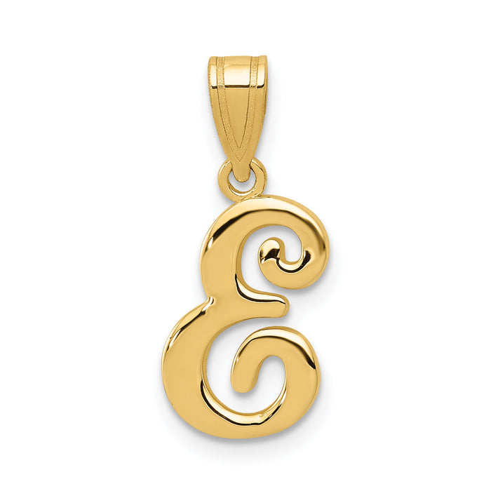 14KY Script Letter E Initial Pendant-YC993E