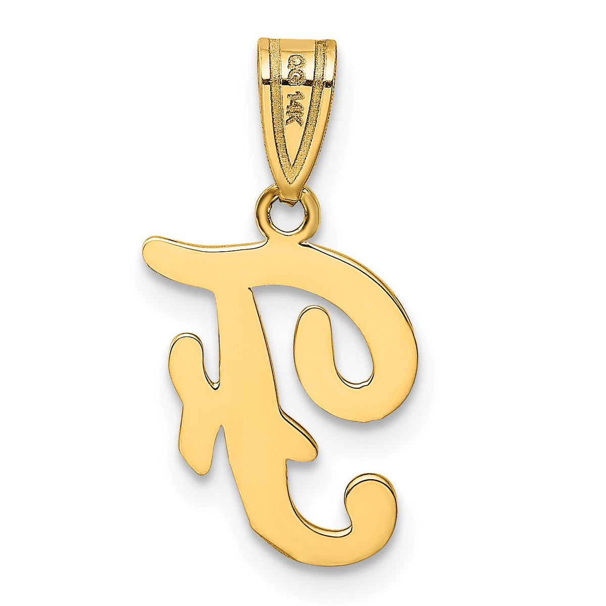 14KY Script Letter F Initial Pendant-YC993F