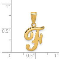 14KY Script Letter F Initial Pendant-YC993F