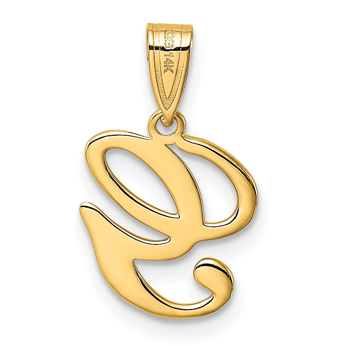 14KY Script Letter G Initial Pendant-YC993G