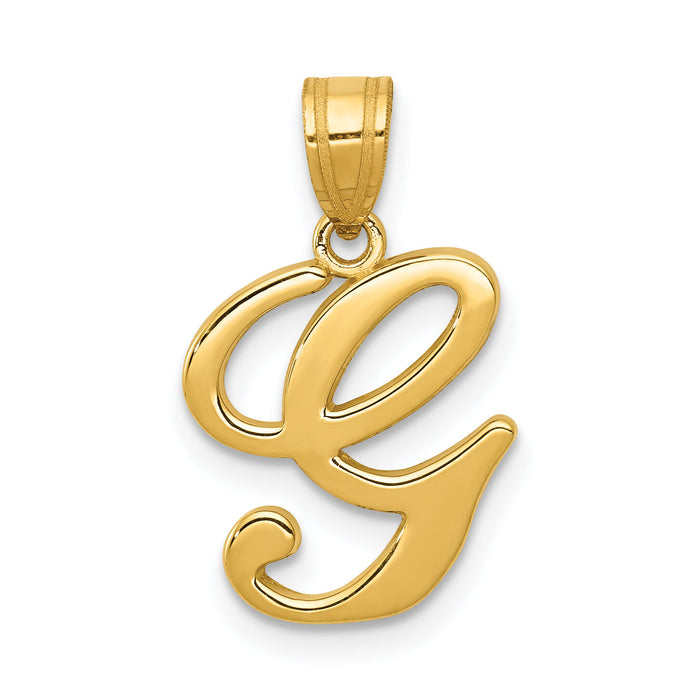 14KY Script Letter G Initial Pendant-YC993G