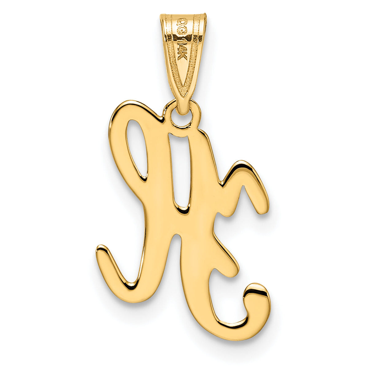14KY Script Letter H Initial Pendant-YC993H