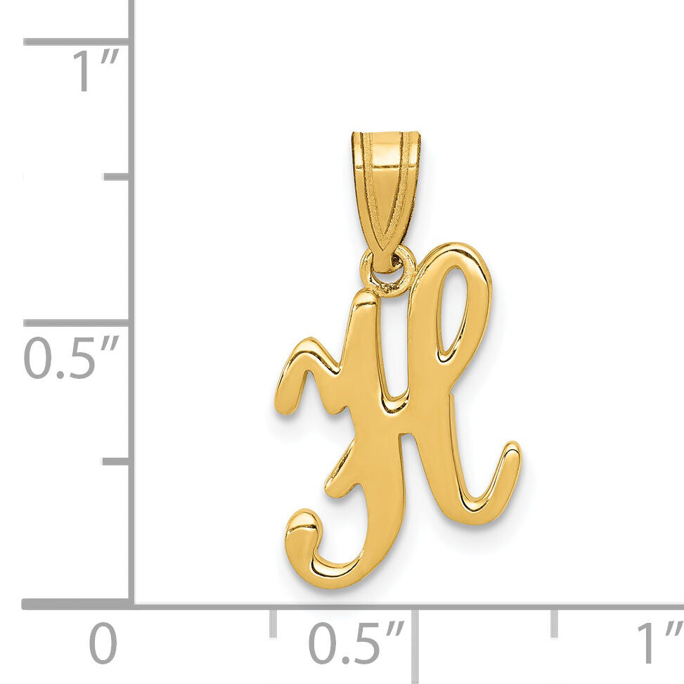 14KY Script Letter H Initial Pendant-YC993H