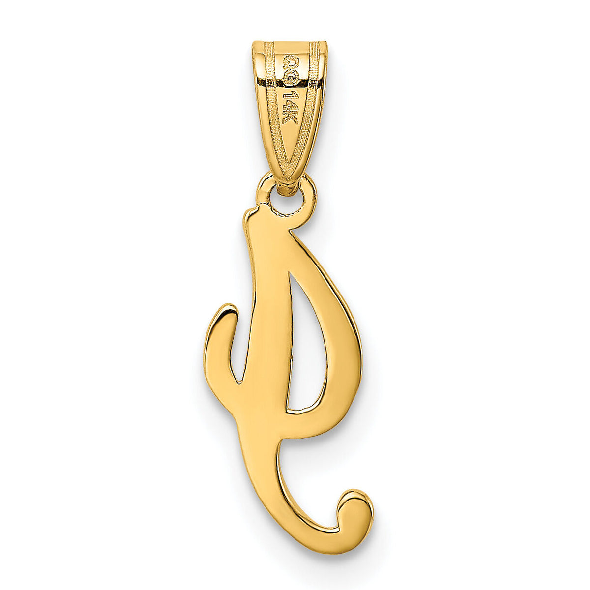 14KY Script Letter I Initial Pendant-YC993I