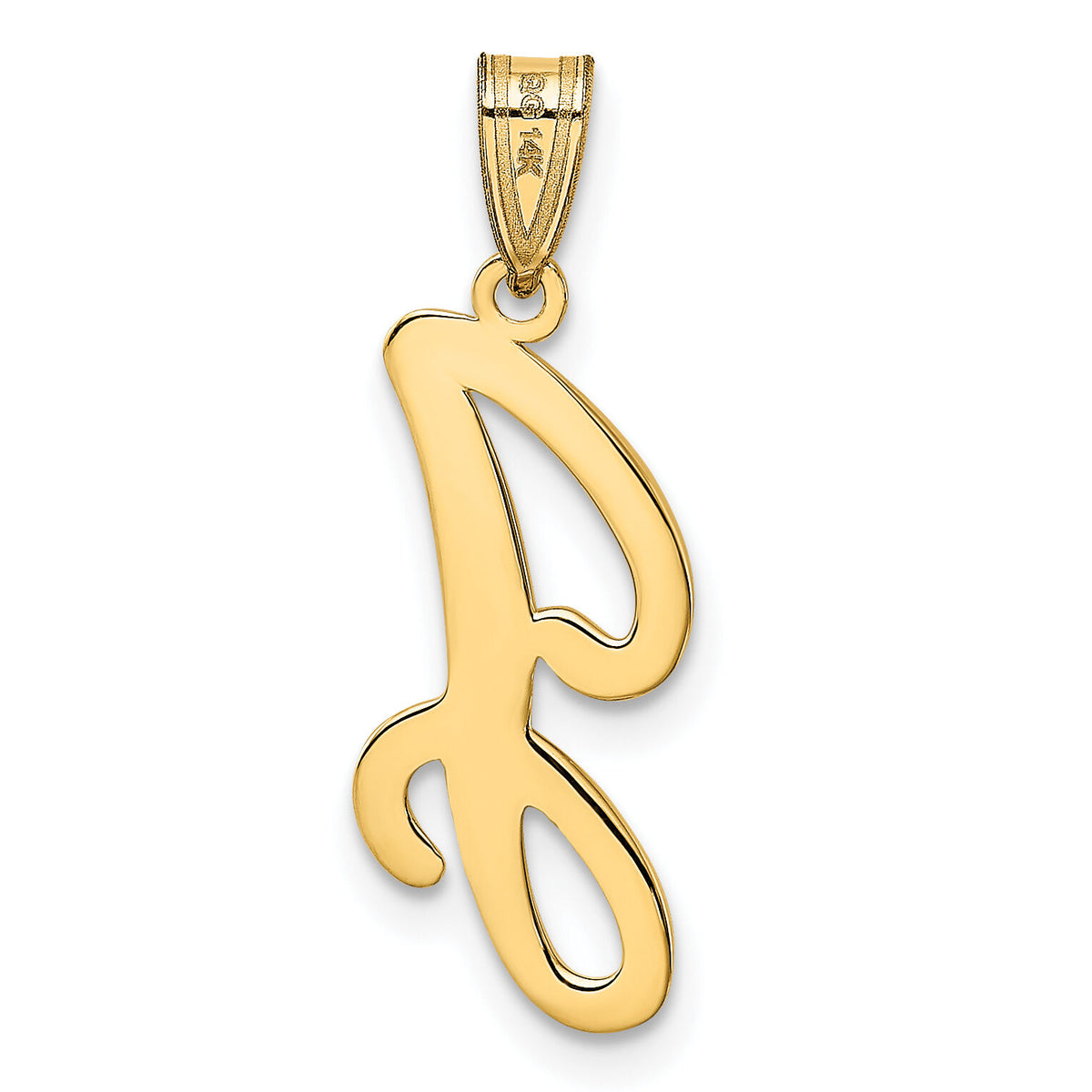 14KY Script Letter J Initial Pendant-YC993J