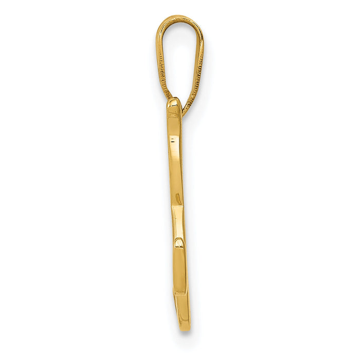 14KY Script Letter K Initial Pendant-YC993K