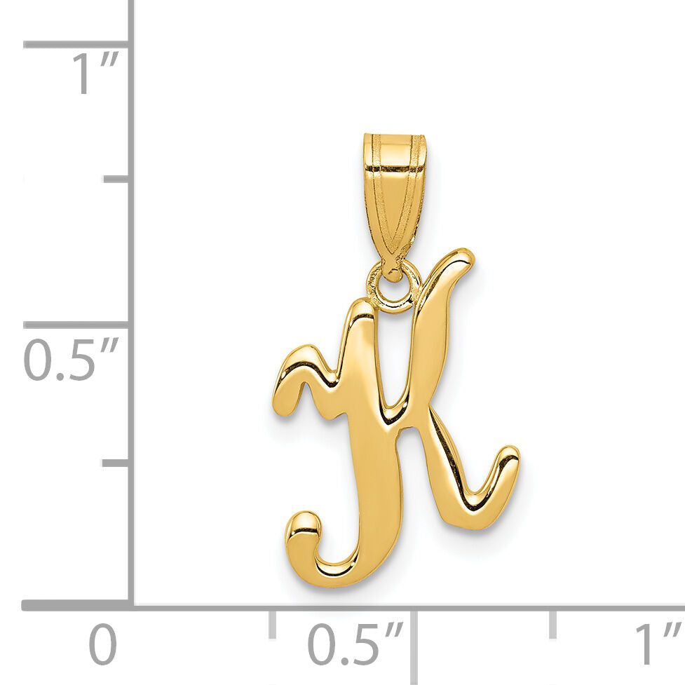 14KY Script Letter K Initial Pendant-YC993K
