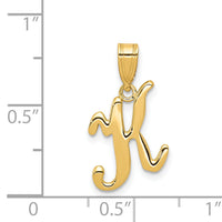 14KY Script Letter K Initial Pendant-YC993K